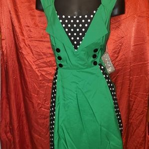 Green polkadot dress NWOT